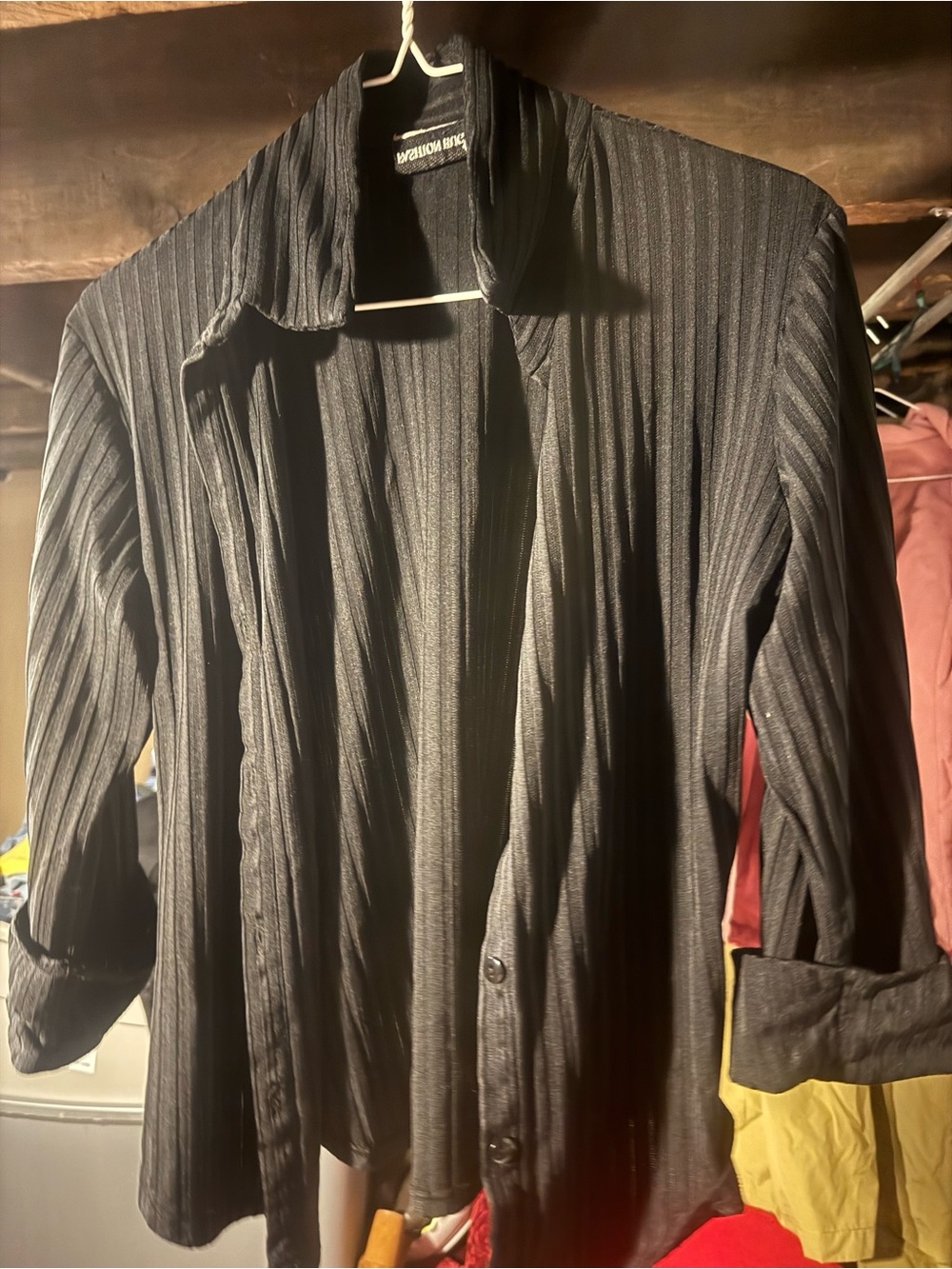 Fashion Bug Black Pleated Button-Down Shirt